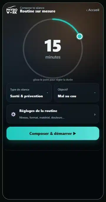 Réglage de la durée de la routine sur mesure